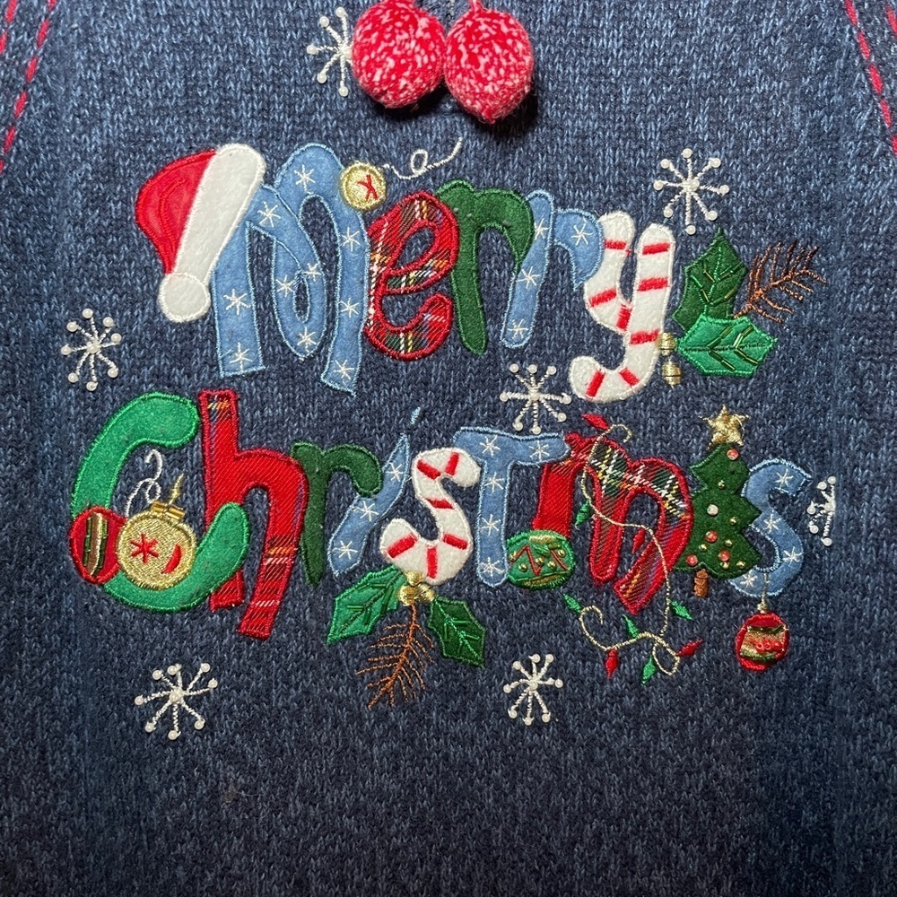 Vintage Tiara International Christmas Sweater Blue Holiday Small - Picture 4 of 7